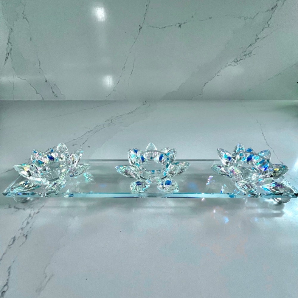 Crystal Lotus Flower Votive Holder